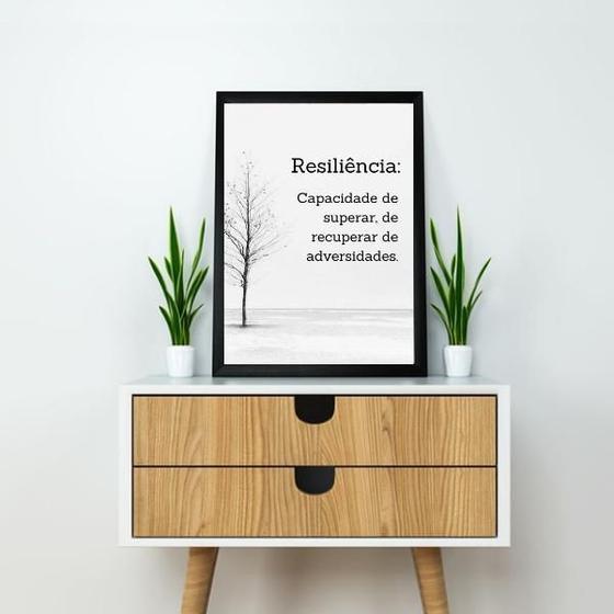 Imagem de Quadro Decorativo Resiliência Definição 24X18 Moldura Branca