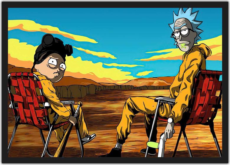 Imagem de Quadro Decorativo Rick and Morty Breaking Bad Desenho Com Moldura