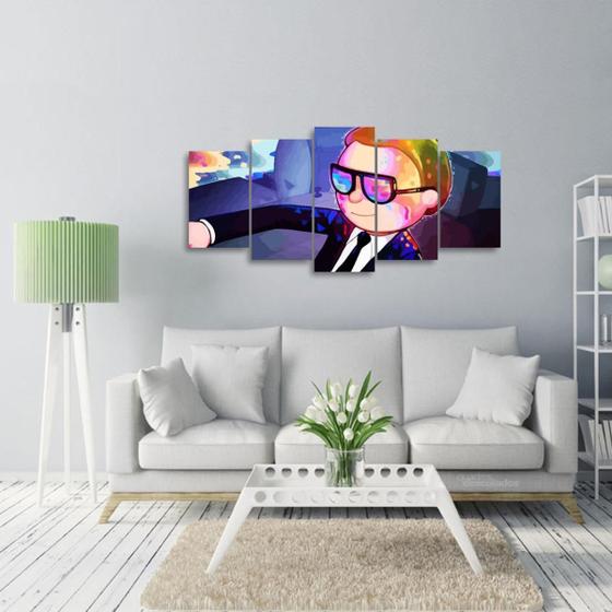 Imagem de Quadro decorativo Rick And Morty Para Quarto Mdf 5 Peças