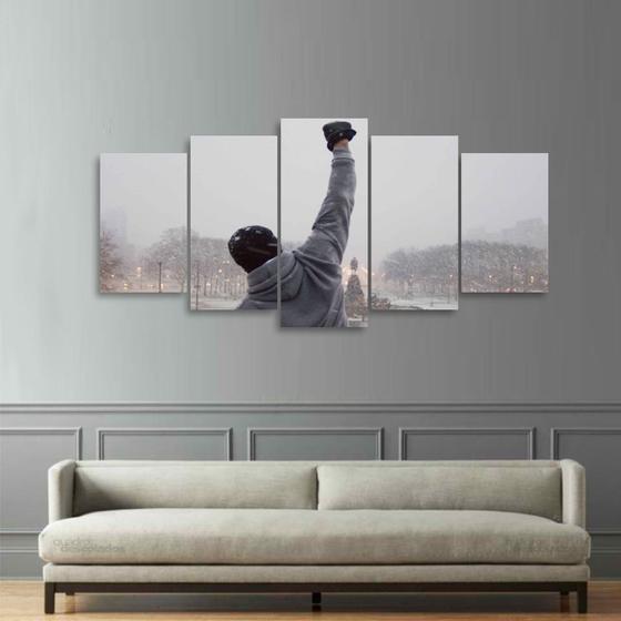 Imagem de Quadro decorativo Rocky Balboa Mosaico 5 Peças Filmes 125x60