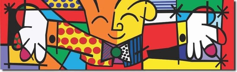 Quadro Decorativo Romero Britto The Hug O Abraço 30X100 - Arte quadro ...