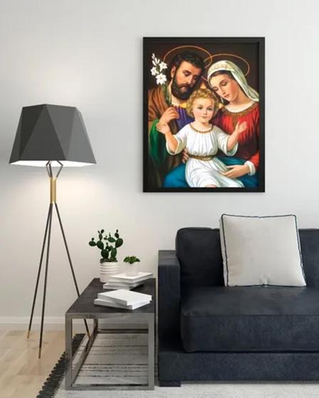 Imagem de Quadro Decorativo Sagrada Família Jesus Maria José 40x60cm