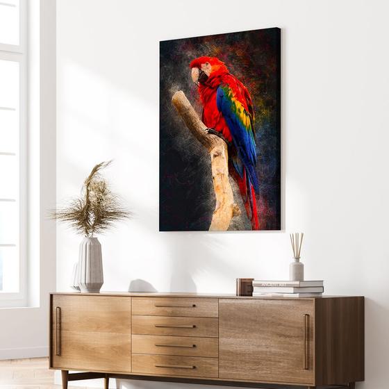 Imagem de Quadro Decorativo Sala  Arara Pintura 98x70