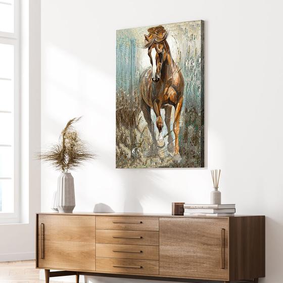 Imagem de Quadro decorativo sala  Cavalo Arte pintura  90x60