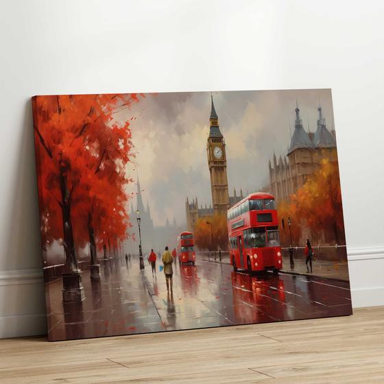 Imagem de Quadro Decorativo Sala Jantar Quarto Londres Arte Pintura Vermelho Grande Escritório Hall