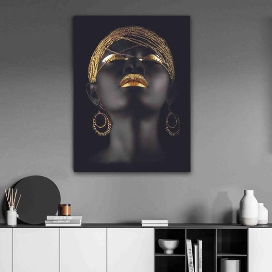 Imagem de Quadro Decorativo Sala Mulher dourado  130x90