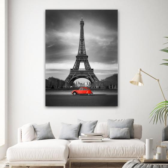 Imagem de Quadro Decorativo Sala  Paris Preto vermelho 40x60