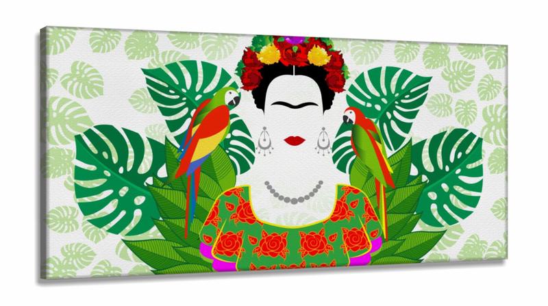 Imagem de Quadro Decorativo Sala Quarto Escritório Frida Kahlo em Tecido Canvas 130x60