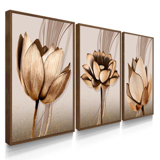 Imagem de Quadro Decorativo Sala Quarto Flor Cobre Abstrato