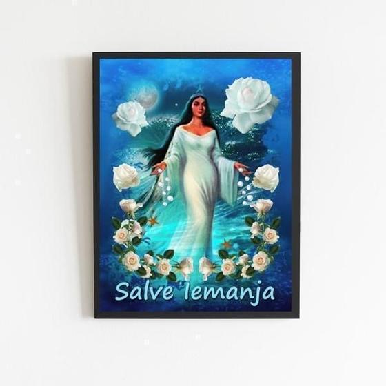 Imagem de Quadro Decorativo Salve Iemanjá 24X18Cm Preta