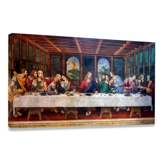 Imagem de Quadro Decorativo Santa Ceia Decoração Sala Cozinha em Tela 60cm X 85cm