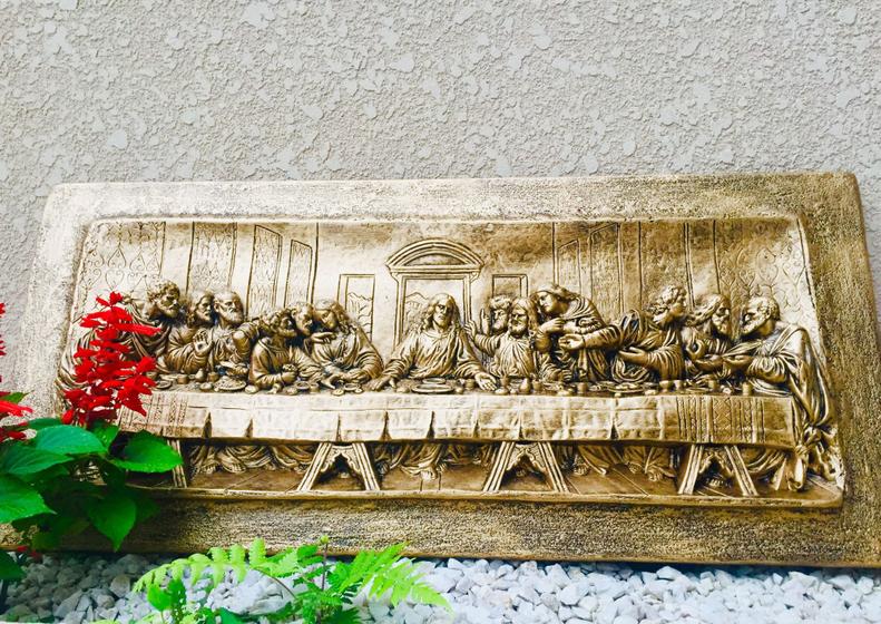 Imagem de Quadro Decorativo Santa Ceia Jesus Decoração Sala Em Madeira