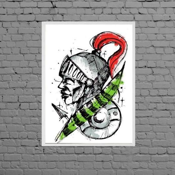 Imagem de Quadro Decorativo São Jorge Com Espada 45X34Cm - Com Vidro