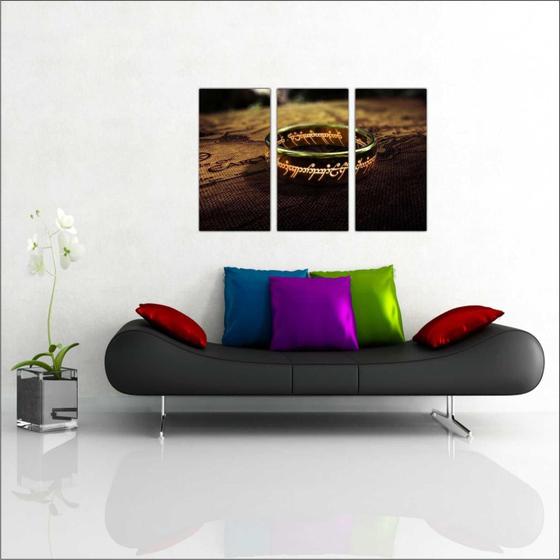 Imagem de Quadro Decorativo Senhor Dos Anéis Cinema Geek Decorações Com 3 peças Com Moldura