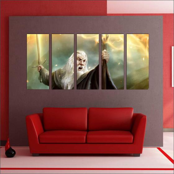 Quadro Decorativo Senhor Dos Anéis Mosaico Com 5 Peças GG5 Menor preço em Quadro Decorativo Senhor Dos Anéis Mosaico Com 5 Peças GG5