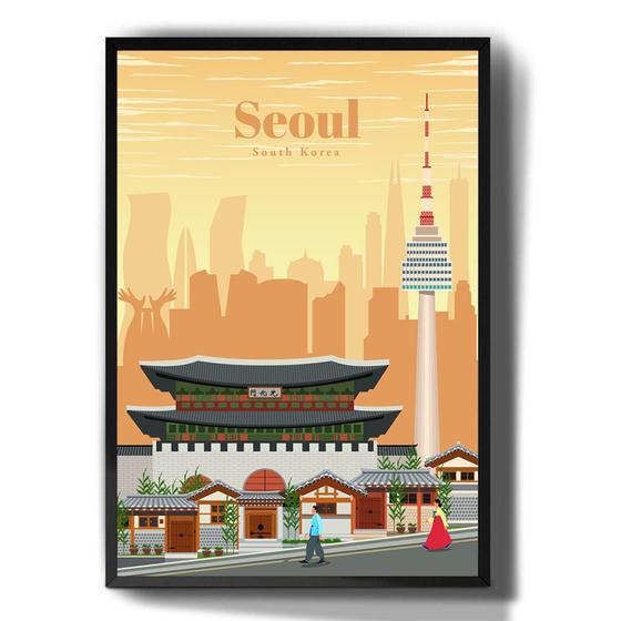 Imagem de Quadro Decorativo Seul Korea Do Sul Cidade Desenho