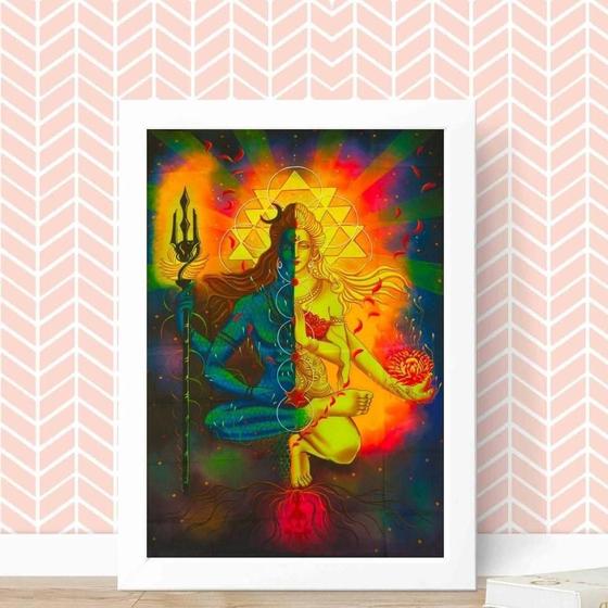 Imagem de Quadro decorativo Shiva e Shakti 24x18cm - Madeira Branca