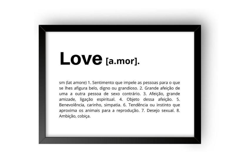 Imagem de Quadro Decorativo Significado de Love Amor moldura e vidro