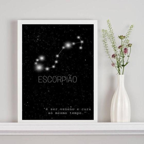 Imagem de Quadro Decorativo Signo Escorpião 24x18cm - Madeira Preta