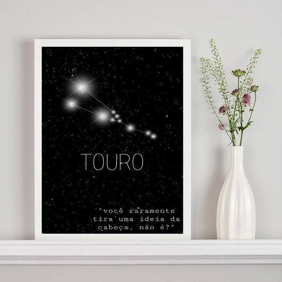 Imagem de Quadro Decorativo Signo Touro 24x18cm com Vidro e Moldura Preta