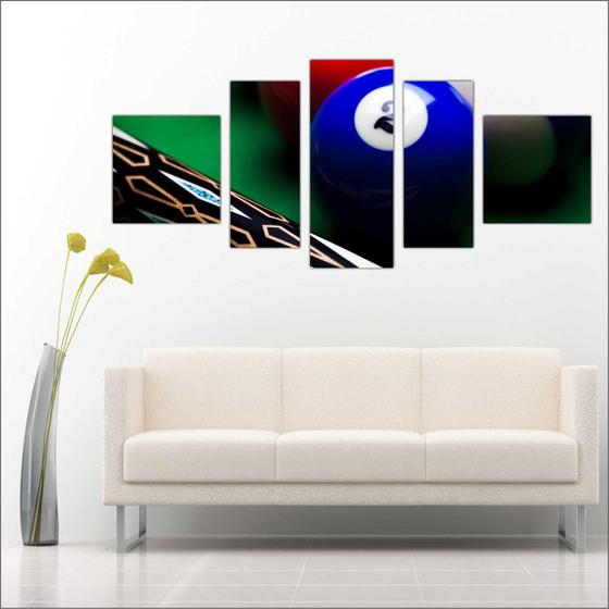 Quadro Decorativo Sinuca Bilhar Salas De Jogos Mosaico 5 Peças TT5 Menor preço em Quadro Decorativo Sinuca Bilhar Salas De Jogos Mosaico 5 Peças TT5
