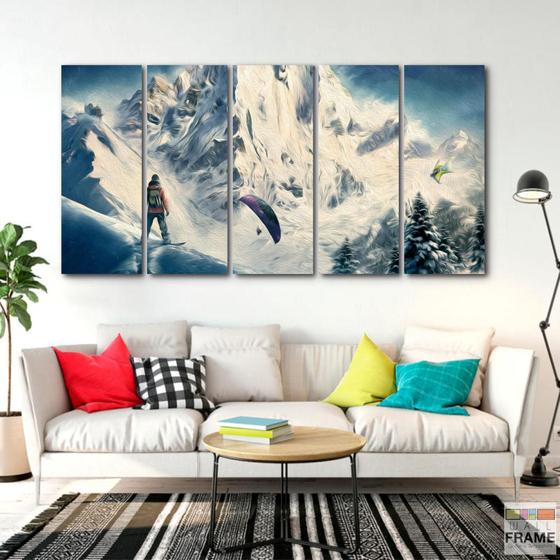 Imagem de Quadro Decorativo - Snowboard  -Tela em Tecido 5 peças