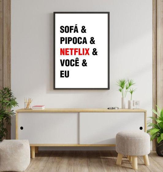 Imagem de Quadro Decorativo Sofá, Pipoca, Netflix, Você, Eu 45x34cm