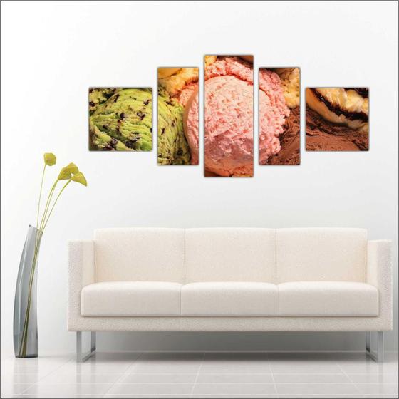 Imagem de Quadro Decorativo Sorvete Sorveterias Gourmet Decoração 5 Peças TT6