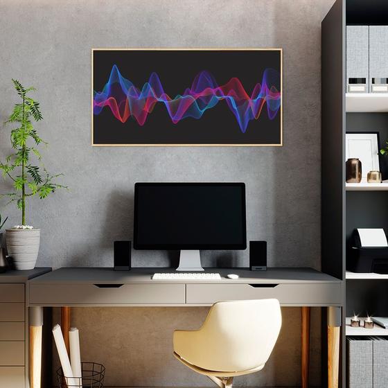 Imagem de Quadro Decorativo Sound Wave, Colors Moldura Filete, Marfim