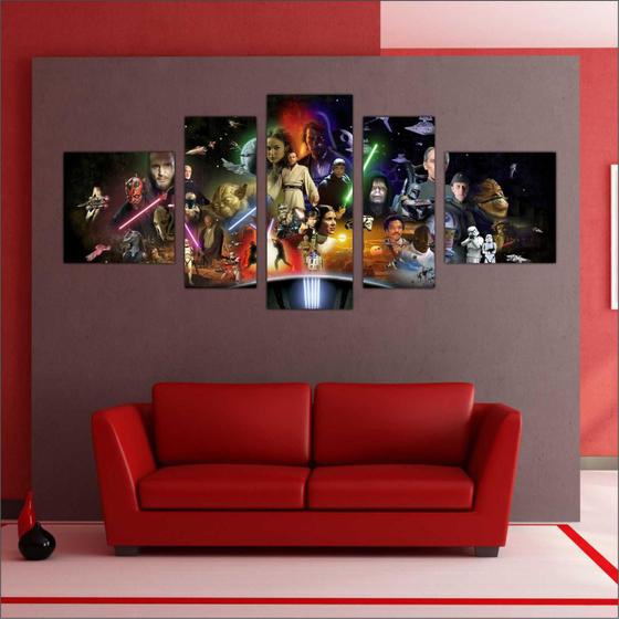 Quadro Decorativo Star Wars Mosaico 5 Peças GG10 Menor preço em Quadro Decorativo Star Wars Mosaico 5 Peças GG10