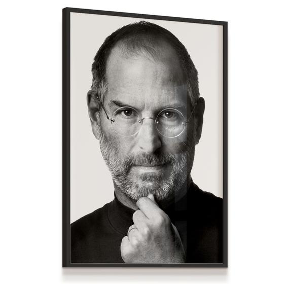 Imagem de Quadro Decorativo Steve Jobs Preto Negócios Branco 43x63