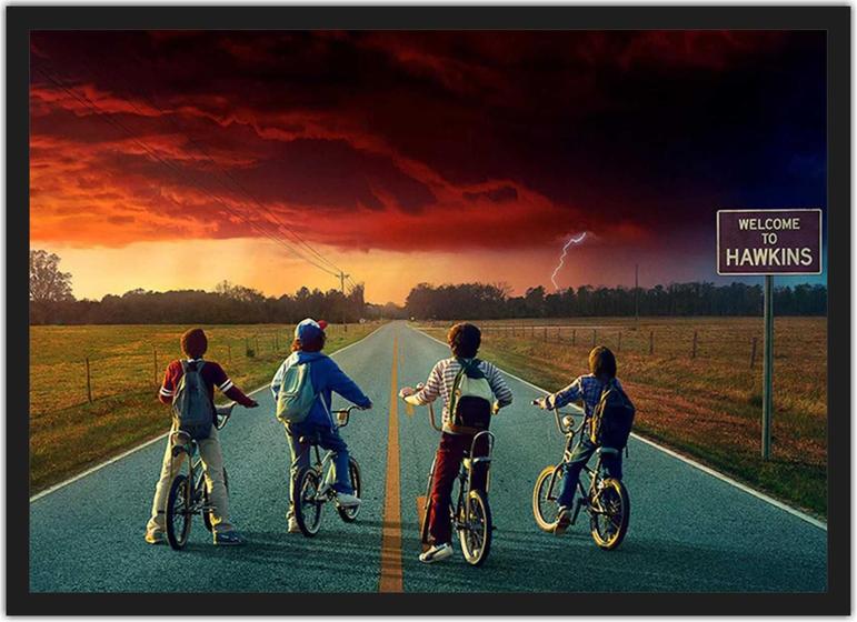 Imagem de Quadro Decorativo Stranger Things Filmes Cinema Salas Quartos Decorações Com Moldura G03