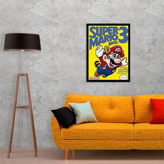 Imagem de Quadro Decorativo Super Mario Bros 34X23Cm - Moldura Branca