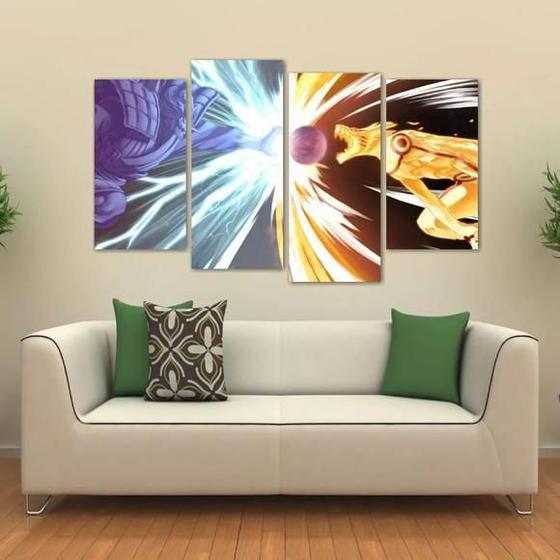 Imagem de Quadro Decorativo Susanoo E Kurama Sala Em Tecido 4 Peças 1