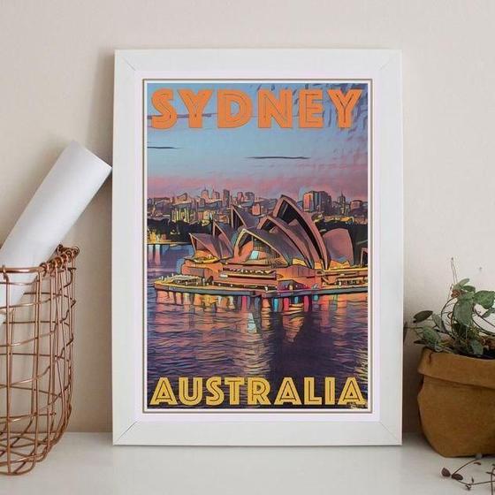 Imagem de Quadro Decorativo Sydney - Austrália 24X18Cm - Com Vidro