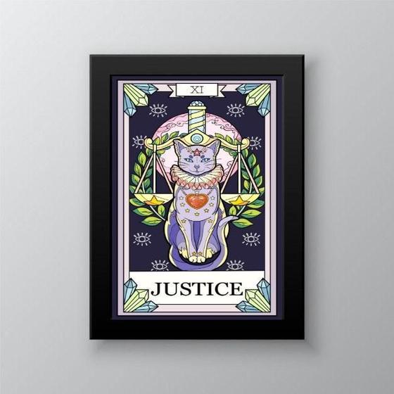 Imagem de Quadro Decorativo Tarot Justiça Gato - 24x18cm