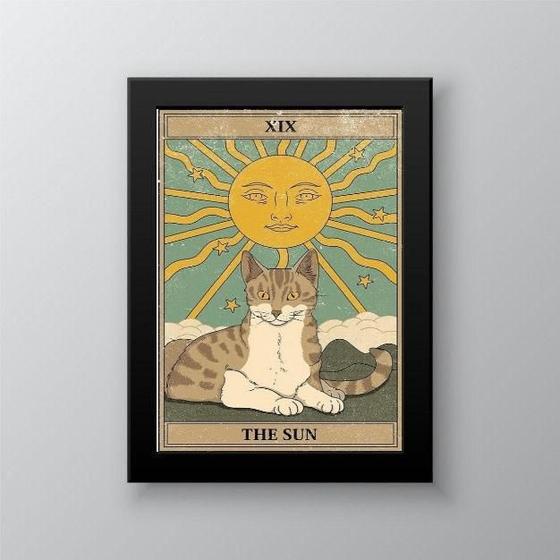 Imagem de Quadro Decorativo Tarot Sol Gato 24x18cm - Vidro