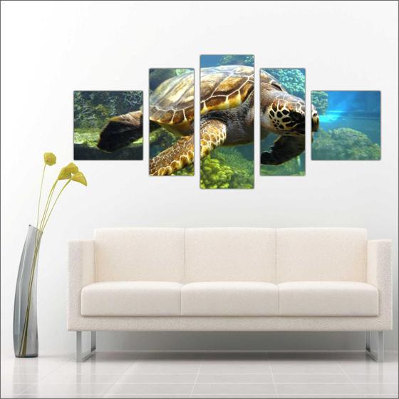 Quadro Decorativo Tartaruga Animais Marinhos Mosaico 5 Peças Menor preço em Quadro Decorativo Tartaruga Animais Marinhos Mosaico 5 Peças