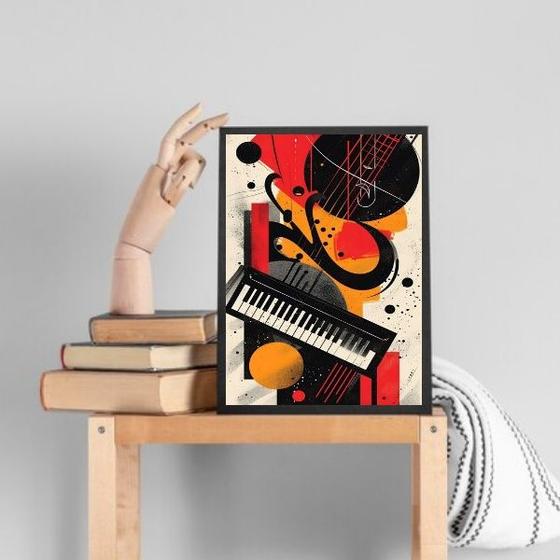 Imagem de Quadro Decorativo Teclado - Música 33x24cm - com vidro