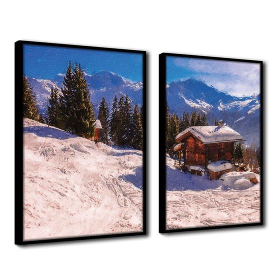 Imagem de Quadro Decorativo Textura CX Alta 2 un 40x60 Casa na Neve