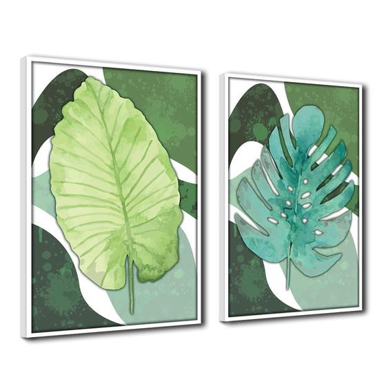 Imagem de Quadro Decorativo Textura CX Alta 2un 40x60 Folha Sob Verde1