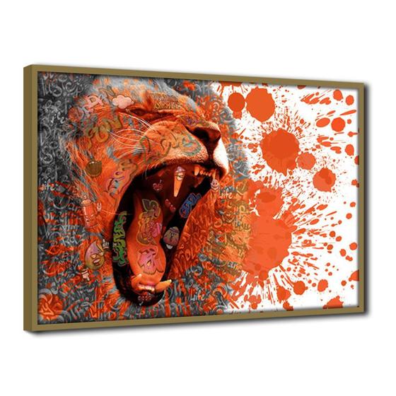 Imagem de Quadro Decorativo Textura CX Alta Rugido Leão 1 pç 40x60