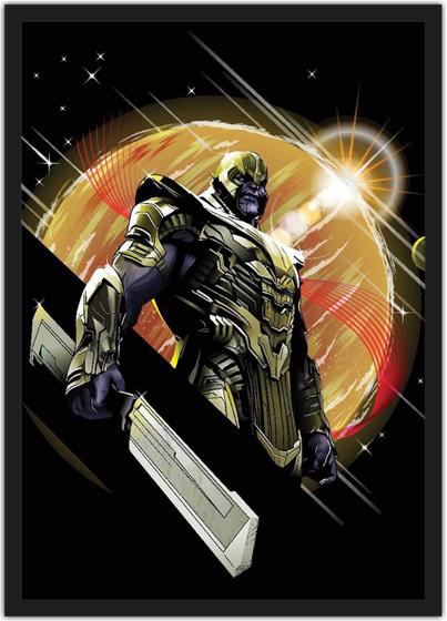Imagem de Quadro Decorativo Thanos Nerd Geek Super Heróis Decorações Com Moldura G03