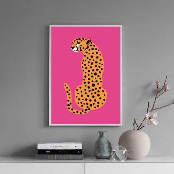 Imagem de Quadro Decorativo The Leopard - Pink 24x18cm - com vidro