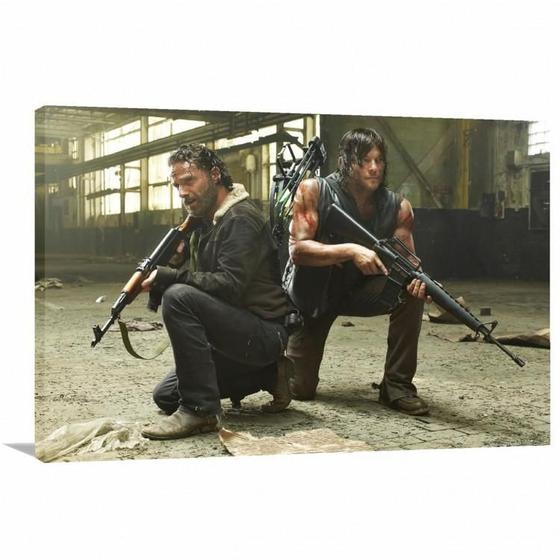 Imagem de Quadro decorativo The Walking Dead Rick e Daryl - Tela em Tecido