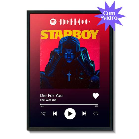 Imagem de Quadro Decorativo The Weeknd Die For You com Moldura e Vidro