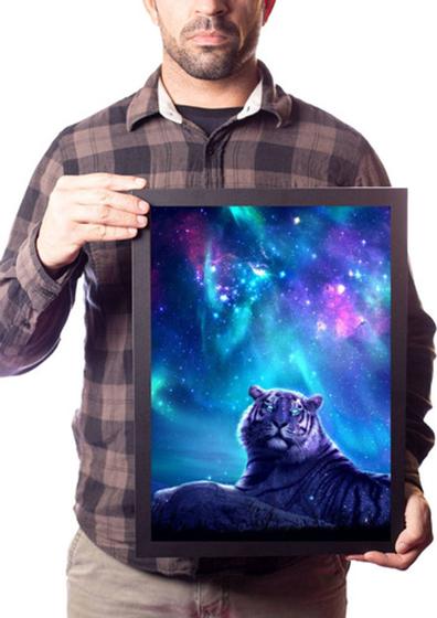 Imagem de Quadro Decorativo Tigre Cósmico Arte Galáxia