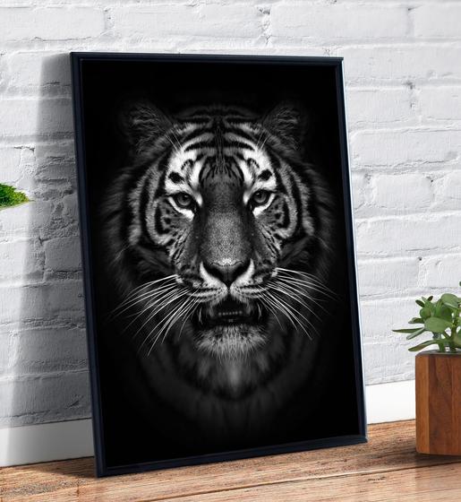 Imagem de Quadro Decorativo Tigre Tumblr Animais Fundo Preto