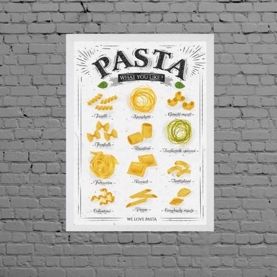 Imagem de Quadro Decorativo Tipos De Pasta 24X18Cm Preta