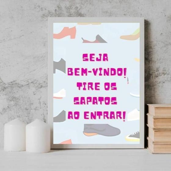 Imagem de Quadro Decorativo Tire Os Sapatos 33X24Cm - Com Vidro Preta
